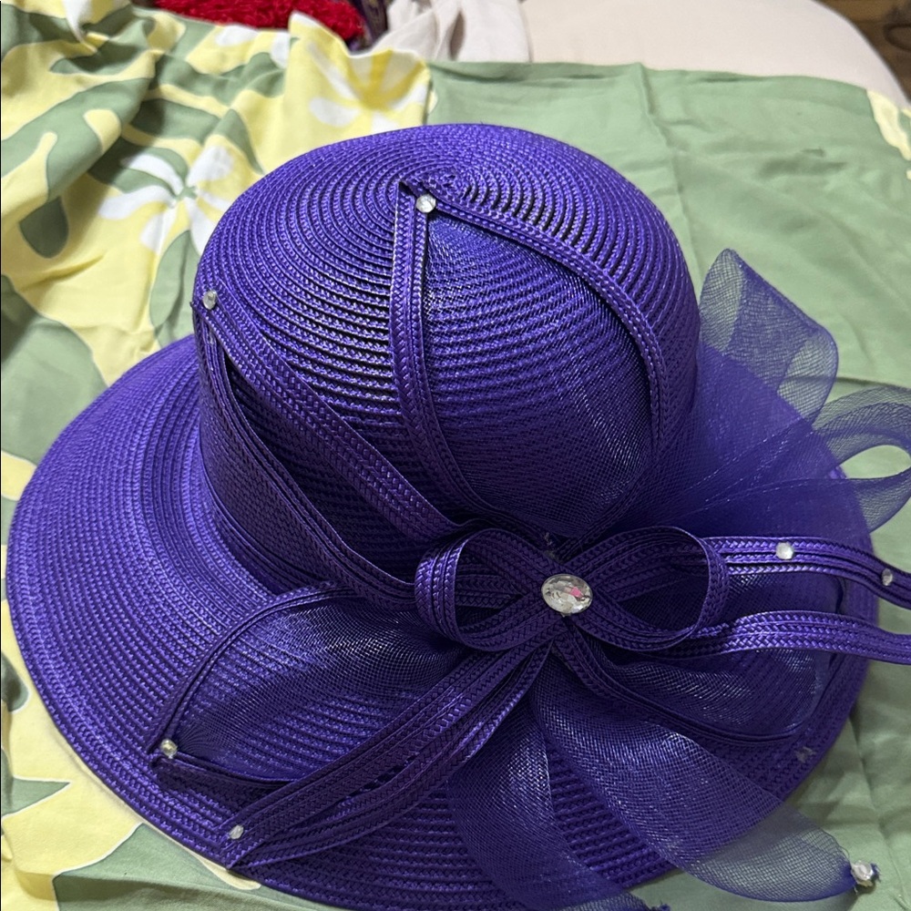 Chic Purple Women's Hat with Bow Detail